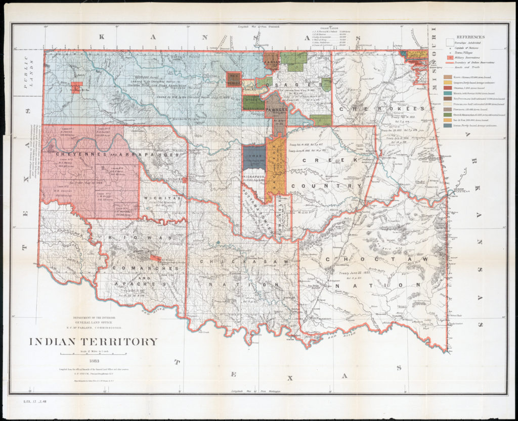 The Indian Territory circa 1883 by the United States General Land ...