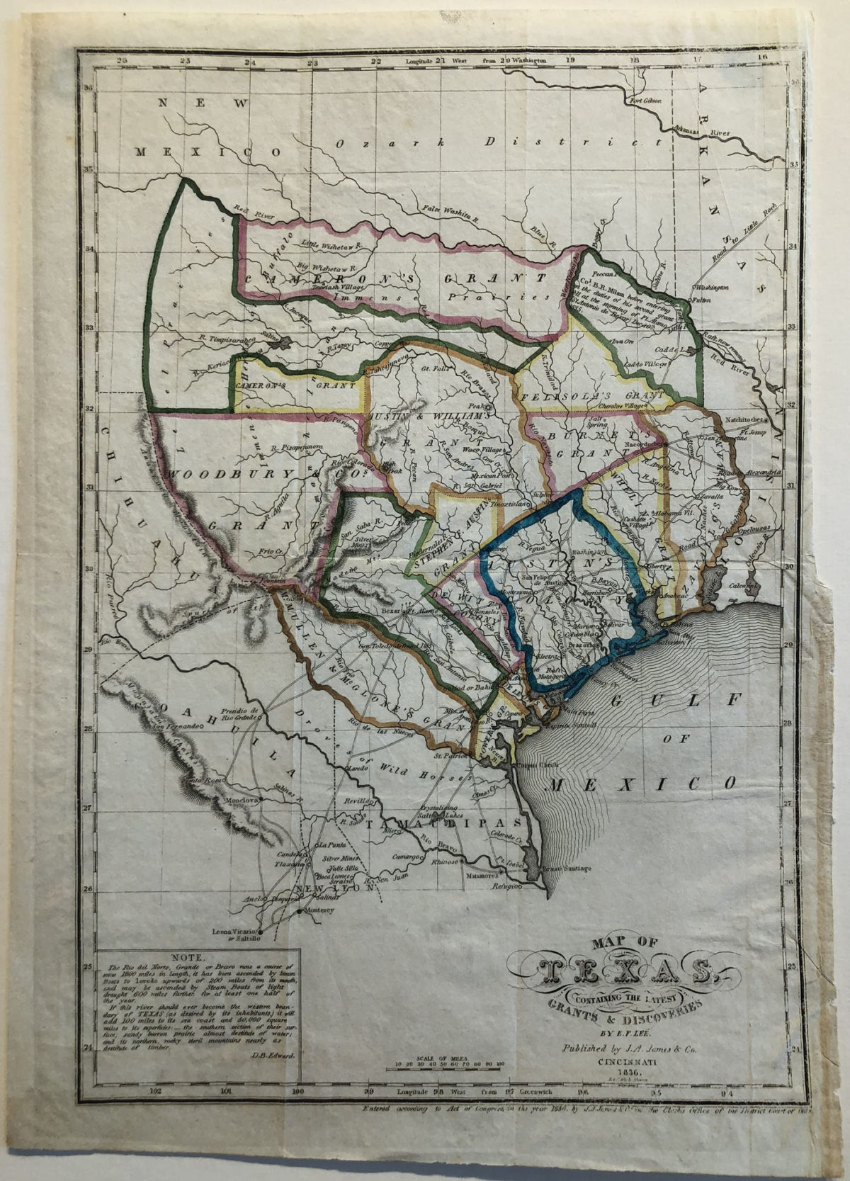 Very Rare Map of the Early Texas Land Grants, circa 1836 Gallery of